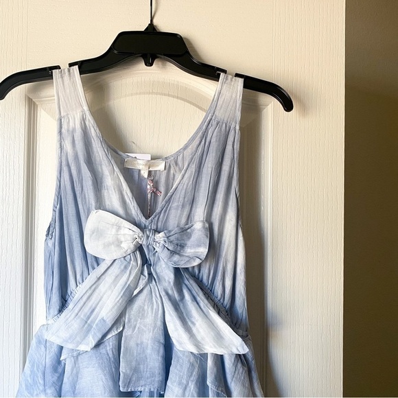 LoveShackFancy Dress Risley High-Low Tie-Dye Bow Heather Blue Hand Dye P NWT - Picture 5 of 7